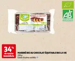 Auchan marbré bio au chocolat équitable bio la vie aanbieding