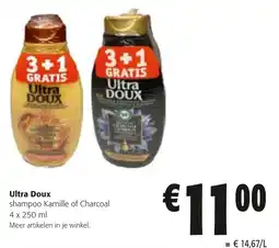 Colruyt Ultra Doux shampoo Kamille of Charcoal aanbieding