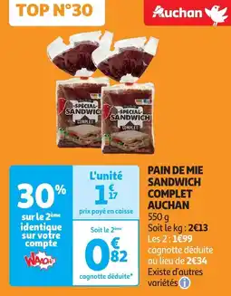 Auchan pain de mie sandwich complet auchan aanbieding