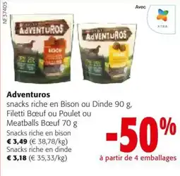 Colruyt Adventuros snacks riche en bison ou dinde aanbieding