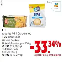 Colruyt LU tous les Mini Crackers ou TUC Bake Rolls aanbieding