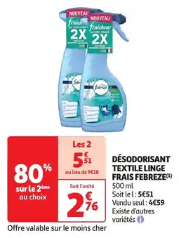 Auchan désodorisant textile linge frais febreze aanbieding