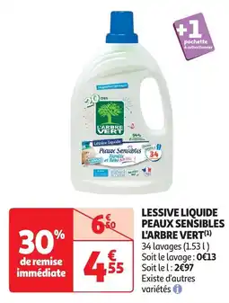 Auchan Lessive liquide peaux sensibles l'arbre vert aanbieding