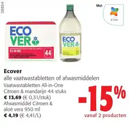 Colruyt Ecover alle vaatwastabletten of afwasmiddelen aanbieding