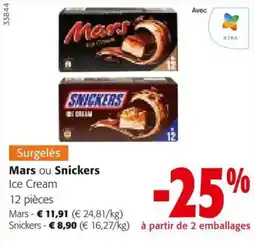 Colruyt Mars ou Snickers Ice Cream aanbieding