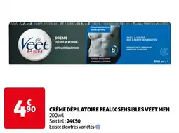 Auchan Crème dépilatoire peaux sensibles veet men aanbieding