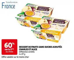 Auchan Dessert de fruits sans sucres ajoutés Charles et Alice aanbieding