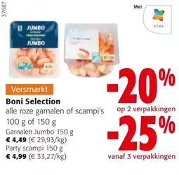 Colruyt Boni Selection alle roze garnalen of scampi's aanbieding