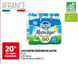 Auchan Lait matin léger bio de lactel aanbieding