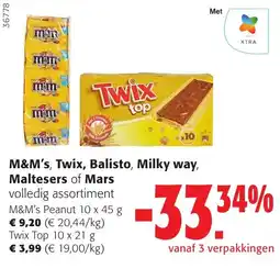 Colruyt M&M's, Twix, Balisto, Milky way, Maltesers of Mars volledig assortiment aanbieding