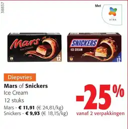 Colruyt Diepvries Mars of Snickers Ice Cream aanbieding