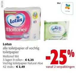 Colruyt Lotus alle toiletpapier of vochtig toiletpapier aanbieding