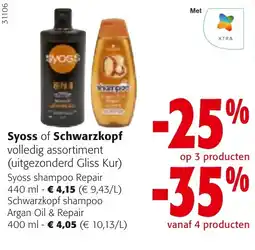 Colruyt Syoss of Schwarzkopf volledig assortiment aanbieding