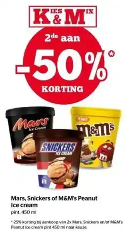 Spar Mars, Snickers of M&M's Peanut Ice cream aanbieding