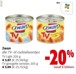 Colruyt Zwan alle TV- of cocktailworstjes aanbieding