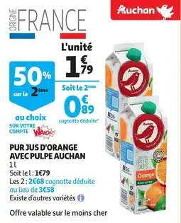 Auchan pur jus d'orange avec pulpe auchan aanbieding