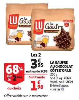 Auchan la gaufre au chocolat cote d'or lu aanbieding