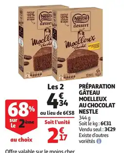 Auchan Préparation gâteau moelleux au chocolat nestle aanbieding