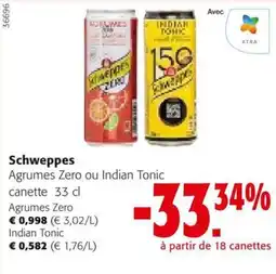 Colruyt Schweppes Agrumes Zero ou Indian Tonic aanbieding