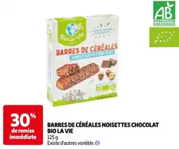 Auchan barres de céréales noisettes chocolat bio la vie aanbieding