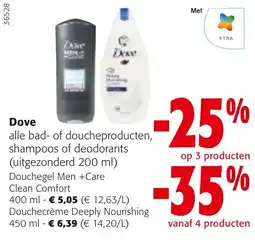 Colruyt Dove alle bad- of douche producten, shampoo's of deodorants aanbieding