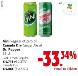 Colruyt Gini Canada Dry Ginger Ale Dr Pepper aanbieding