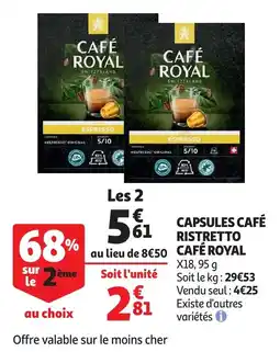 Auchan capsules café ristretto café royal aanbieding