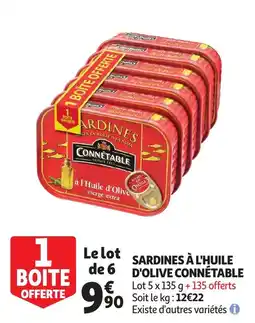 Auchan sardines à l'huile d'olive connétable aanbieding
