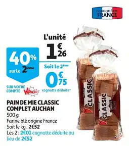 Auchan pain de mie classic complet auchan aanbieding