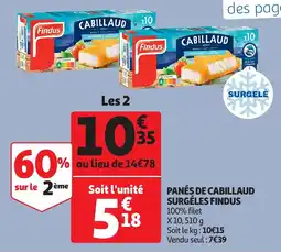 Auchan panés de cabillaud surgelés findus aanbieding
