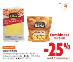 Colruyt Giovanni Rana alle ongevulde pasta, sauzen of gnocchi aanbieding