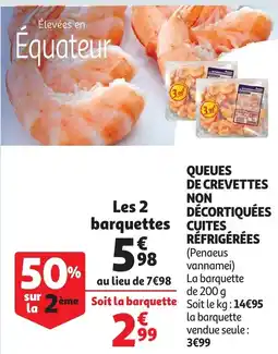 Auchan queues de crevettes non décortiquées cuites réfrigérées aanbieding