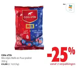 Colruyt Côte d'Or Mix eitjes Melk en Puur-praline aanbieding