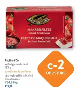 OKay Feuille d'Or makreelfilets in chili tomatensaus aanbieding