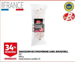 Auchan saucisson sec d'auvergne label rouge bell aanbieding