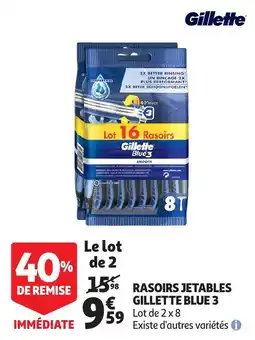 Auchan Rasoirs jetables Gillette Blue 3 aanbieding