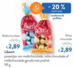 OKay paaseitjes van melkchocolade, witte chocolade of melkchocolade gevuld met praliné aanbieding