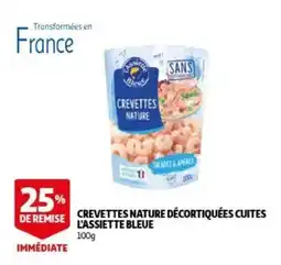 Auchan crevettes nature décortiquées cuites l'assiette bleue aanbieding