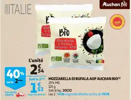 Auchan mozzarella di bufala aop auchan bio aanbieding