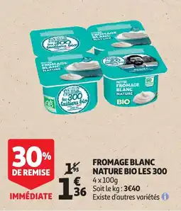 Auchan fromage blanc nature bio les 300 aanbieding