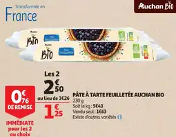 Auchan Pâte à tarte feuilletée Auchan bio aanbieding