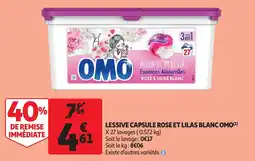 Auchan Lessive capsule rose et lilas blanc omo aanbieding