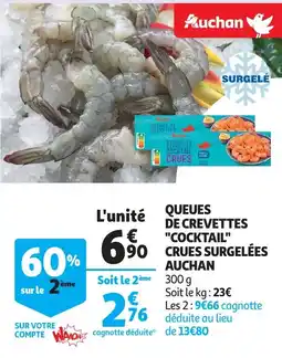 Auchan queues de crevettes cocktail crues surgelées aanbieding