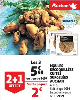 Auchan Moules décoquillées cuites surgelées Auchan aanbieding