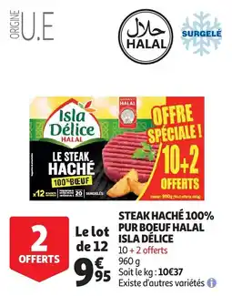 Auchan steak haché 100% pur boeuf halal isla délice aanbieding