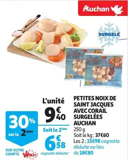 Auchan petites noix de saint jacques avec corail aanbieding