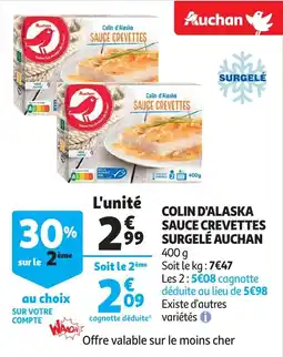 Auchan colin d'alaska sauce crevettes aanbieding