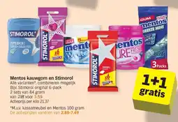 Albert Heijn Mentos kauwgom en Stimorol aanbieding