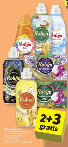 Albert Heijn Robijn wasmiddelen en Collections wasverzachters aanbieding