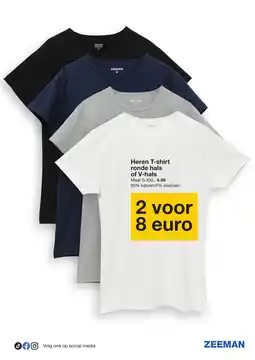 Zeeman Heren T-shirt ronde hals of V-hals aanbieding